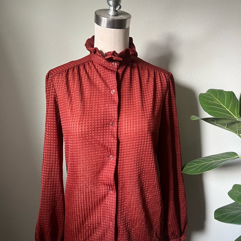 Women's Red Ruffled Blouse
